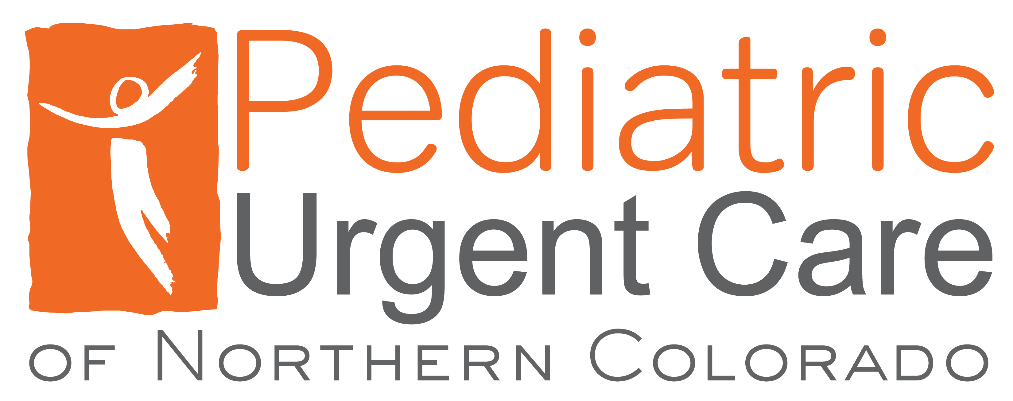 PUCNC_Logo_Color_Digital-01 Logo of Pediatric Urgent Care of Northern Colorado. It features an orange abstract figure with arms raised and the name in orange and gray text.